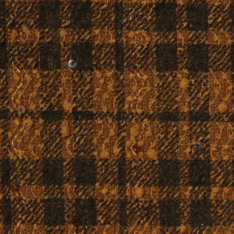 Brown Textured-Plaid Warp Knit, Polyester
