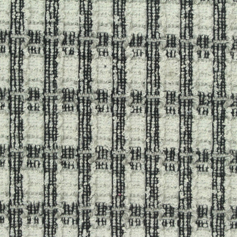 Black Textured-Plaid Bouclé, Poly-Viscose