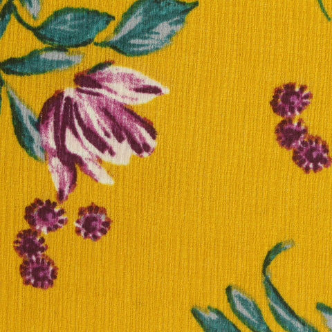 Purple Flowers Crepe, Polyester