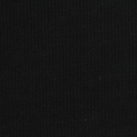 Cotton Stretch Rib Knit Fabric, 307 gsm, 160 cm — Black