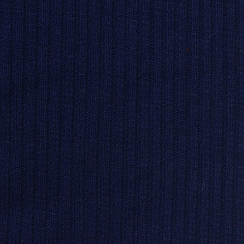 Polyester Viscose Stretch Rib Knit Fabric, 206 gsm, 175 cm — Navy