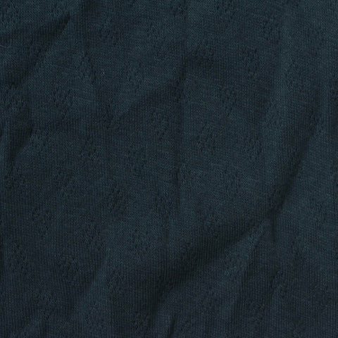 Dark Blue-Green Tone-on-Tone Diamond Pointelle Knit, Cotton-Poly