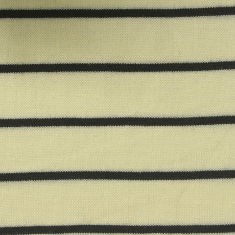 Light Yellow Horizontal-Stripe Jersey Knit, Poly-Cotton