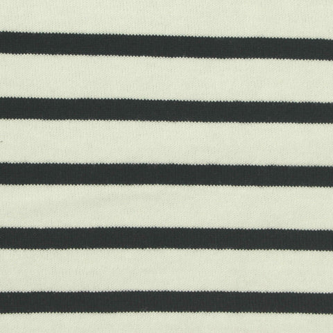 Cream Stripes Jersey Knit, Cotton, 224 gsm