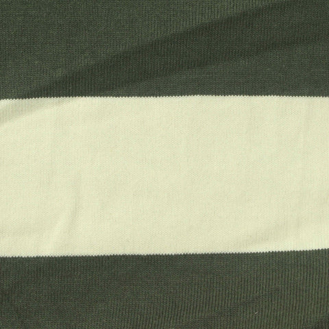 Dark Green Horizontal-Stripe Jersey Knit, Cotton