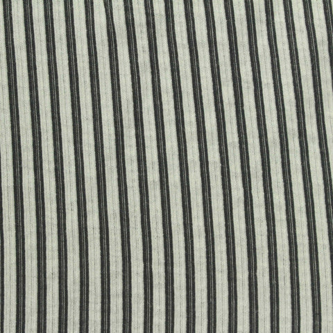 Black Vertical-Stripe Jersey Knit, Polyester, 165 gsm