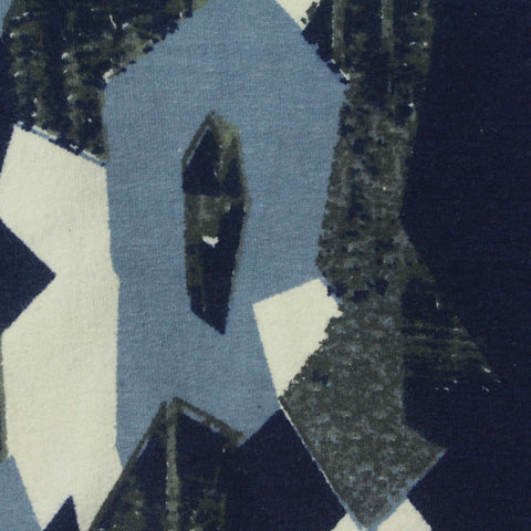 Blue Abstract French Terry, Cotton