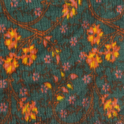 Orange Floral Crepe, Cotton-Poly