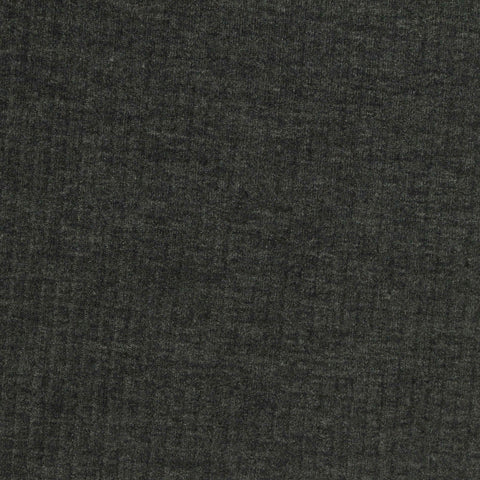 Dark Grey Heathered-Marl Rib Knit, Poly-Viscose, 213 gsm