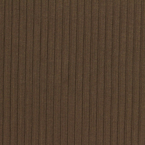 Polyester Viscose Stretch Rib Knit Fabric, 338 gsm, 136 cm — Brown