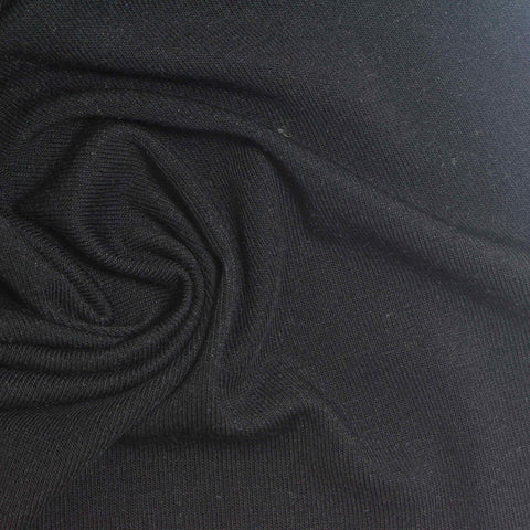 Tencel Lyocell Stretch Rib Knit Fabric, 200 gsm, 160 cm — Black