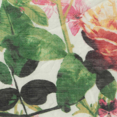 Pink Bold-Floral Rib Knit, Viscose-Nylon