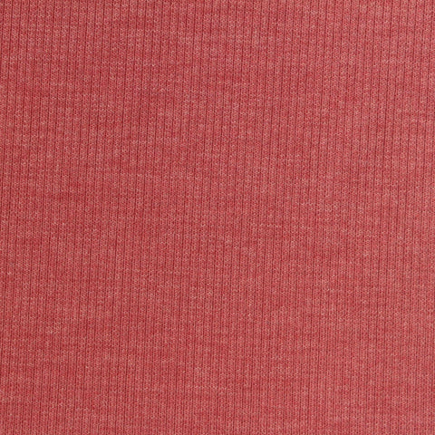 Heathered Red Marl Rib Knit, Poly-Viscose