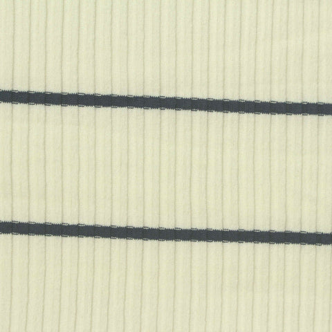 Dark Grey Horizontal-Stripe Rib Knit, Poly-Viscose, 240 gsm