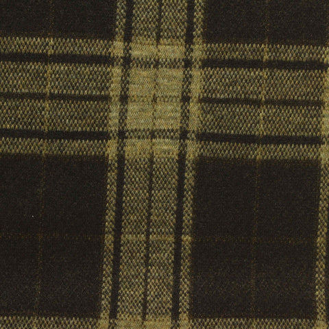 Dark Brown Plaid Interlock Knit, Polyester, 294 gsm