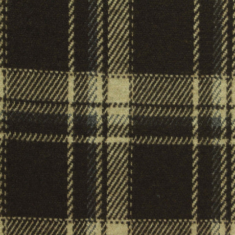 Dark Brown Plaid Interlock Knit, Poly-Viscose, 401 gsm