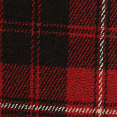 Red Plaid Interlock Knit, Poly-Viscose, 300 gsm