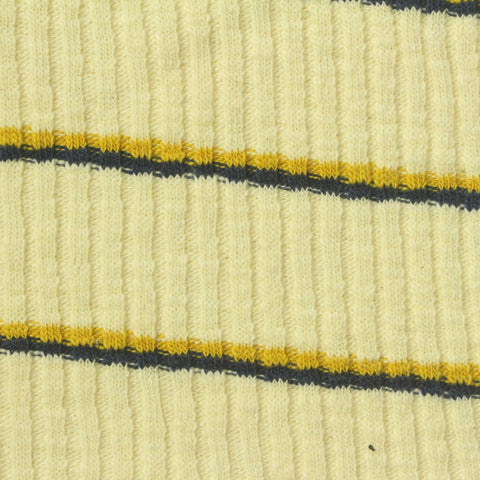 Yellow Horizontal-Stripe Rib Knit, Cotton-Poly