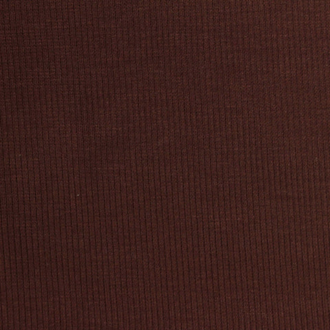 Polyester Viscose Stretch Rib Knit Fabric, 279 gsm, 128 cm — Brown