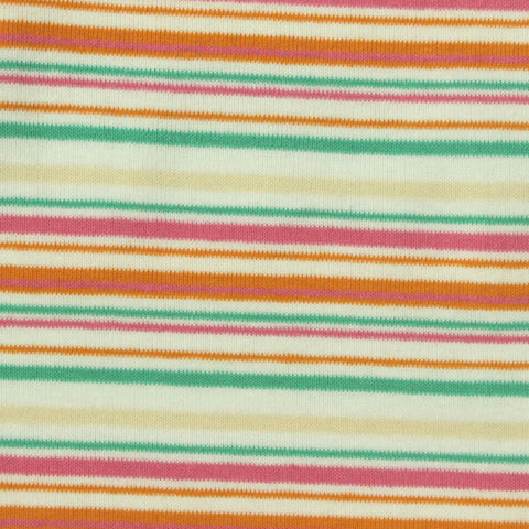 Multicolor Horizontal-Stripe Rib Knit, Cotton-Poly