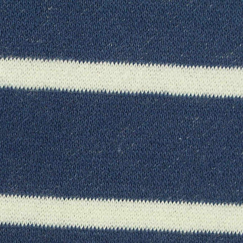 Navy Horizontal-Stripe French Terry, Cotton-Poly, 260 gsm