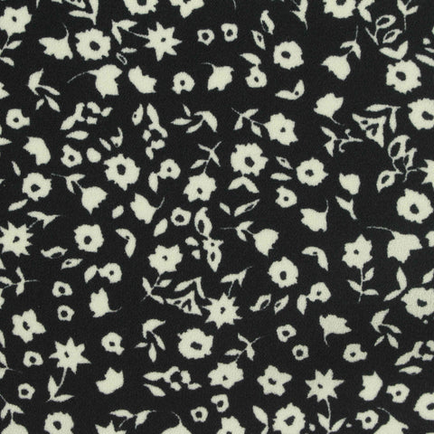 White Floral Linen-Look, Polyester, 180 gsm