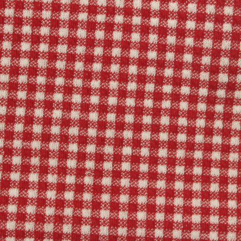 Red Check Interlock Knit, Cotton-Poly