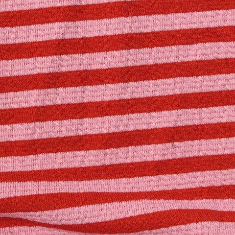 Red Horizontal-Stripe Knit, Polyester, 300 gsm