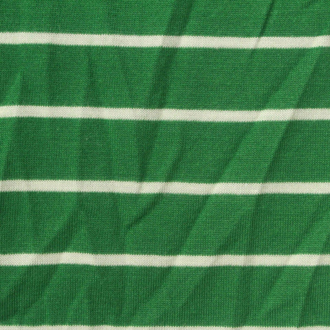 Green Horizontal-Stripe Jersey Knit, Poly-Viscose