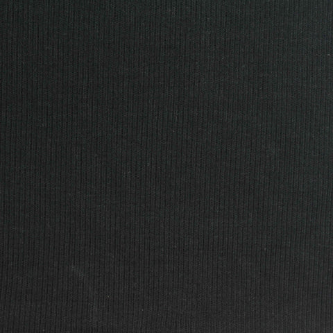 Cotton Stretch Rib Knit Fabric, 190 gsm, 100 cm — Black
