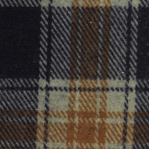 Dark Blue Plaid Interlock Knit