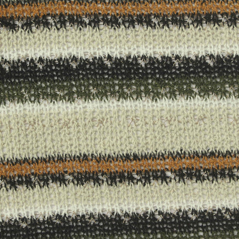 Cream Horizontal-Stripe Chunky Knit, Polyester, 235 gsm