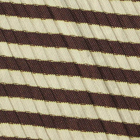 Brown Horizontal-Stripe Rib Knit, Polyester, 196 gsm