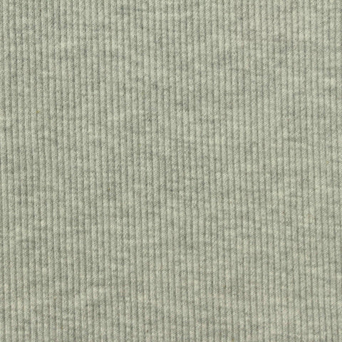 Light Grey Heathered-Marl Rib Knit, Cotton-Poly, 320 gsm