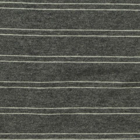 White Horizontal-Stripe Jersey Knit, Cotton, 190 gsm