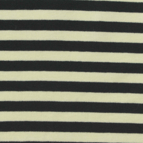 Striped Cotton Stretch Rib Knit Fabric, 240 gsm, 150 cm — Navy
