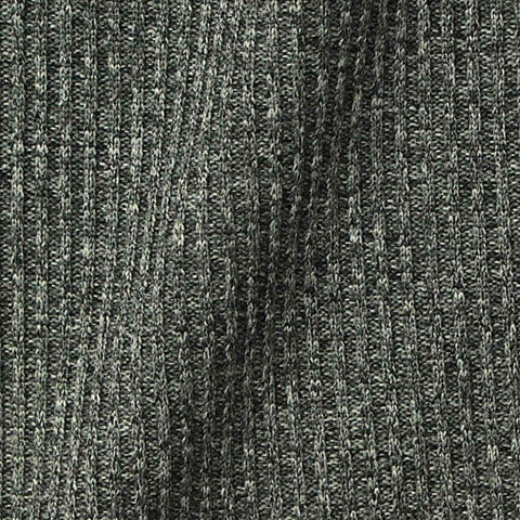 Heathered Grey-Green Marl Rib Knit, Polyester, 180 gsm