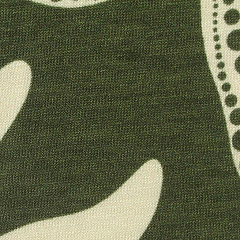 Cream Leaves Jersey Knit, Viscose
