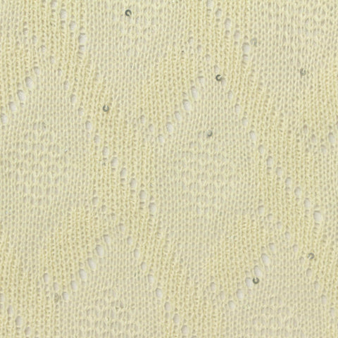 Pale Yellow Sequins Pointelle Knit, Polyester