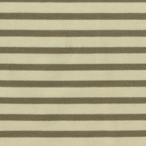 Cream Horizontal-Stripe Jersey Knit, Poly-Viscose, 190 gsm