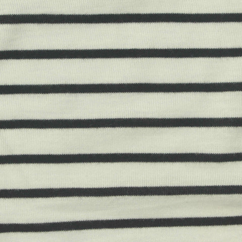 Black Horizontal-Stripe Jersey Knit, Poly-Viscose, 145 gsm