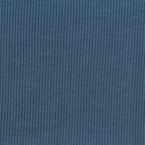 Polyester Cotton Stretch Rib Knit Fabric, 300 gsm, 150 cm — Blue