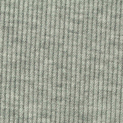 Light Grey Heathered-Marl Rib Knit, Cotton-Poly, 380 gsm