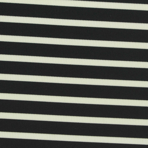 Black Horizontal-Stripe Waffle Knit, Nylon-Spandex, 215 gsm