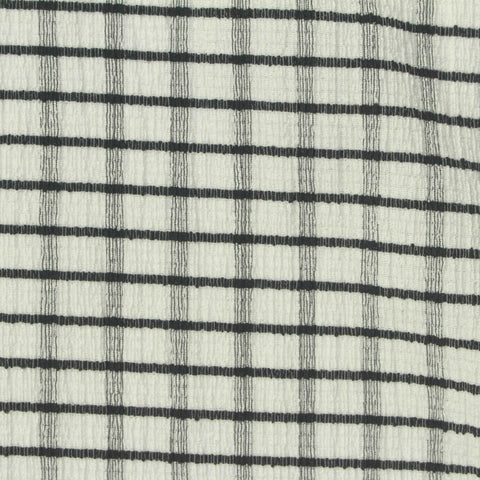 Dark Grey Check Crepe, Polyester