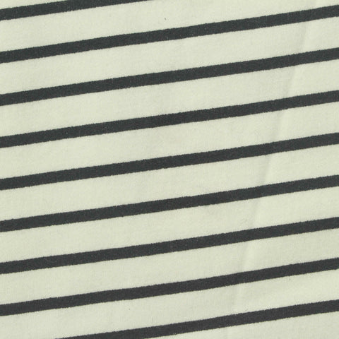 Black Horizontal-Stripe French Terry, Poly-Viscose, 250 gsm