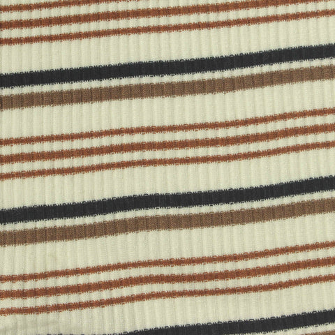 Off-White Horizontal-Stripe Rib Knit, Viscose, 230 gsm