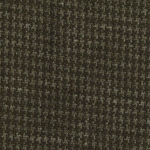 Dark Brown Check Interlock Knit, Cotton-Poly