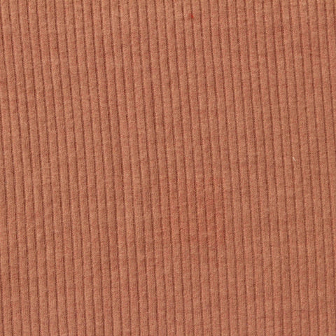 Brushed Polyester Viscose Stretch Rib Knit Fabric, 221 gsm, 134 cm — Brown