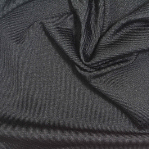 Brushed Polyester Stretch Milk Silk Knit Fabric, 200 gsm, 165 cm — Black